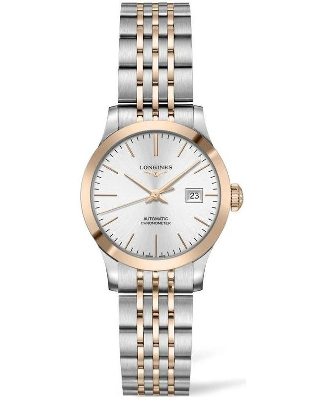 商品Longines|Longines Record Silver Dial Stainless Steel and Rose Gold Women's Watch L2.321.5.72.7,价格¥17132,第1张图片