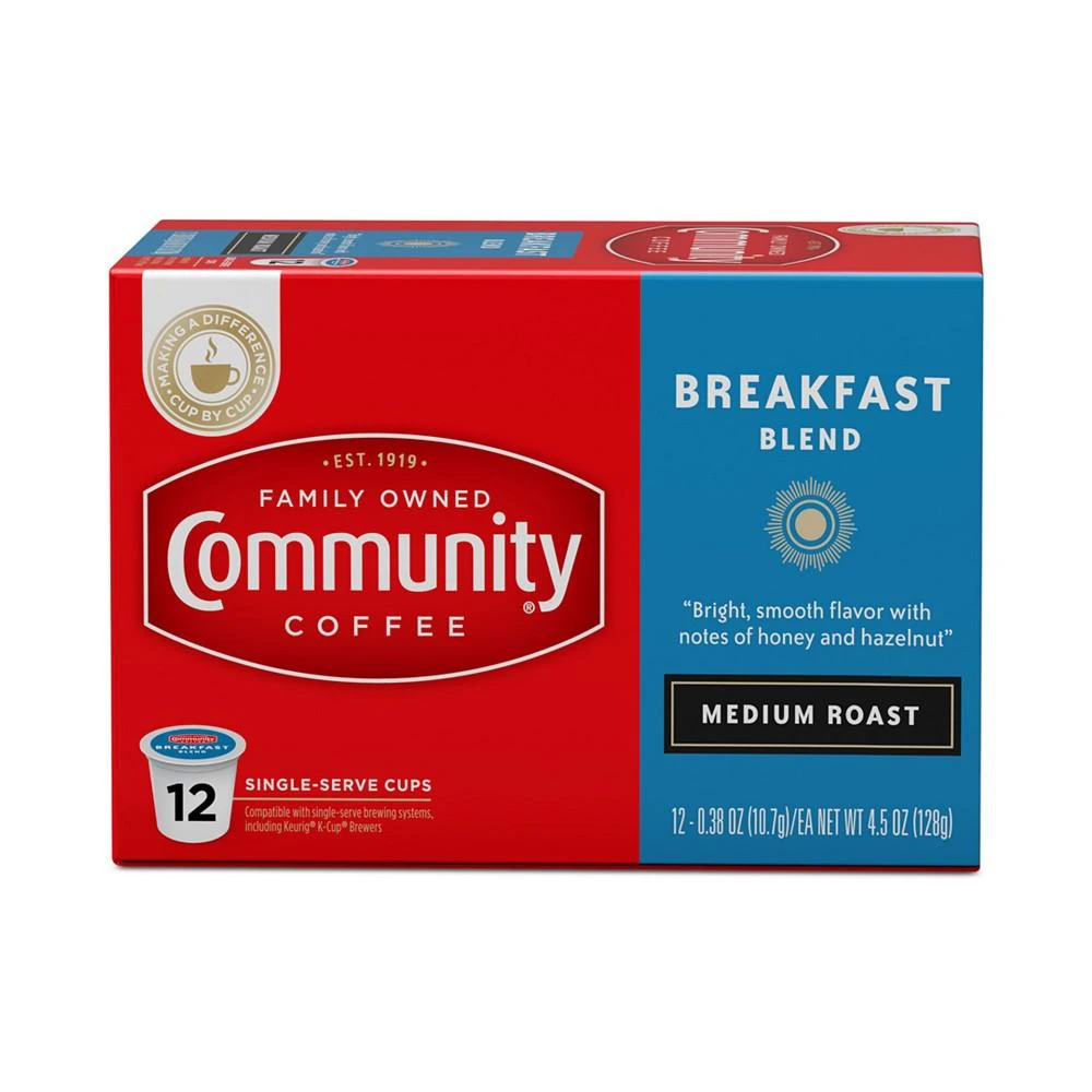 商品Community Coffee|Breakfast Blend Medium Roast Single Serve Pods, Keurig K-Cup Brewer Compatible, 72 Ct,价格¥561,第2张图片详细描述