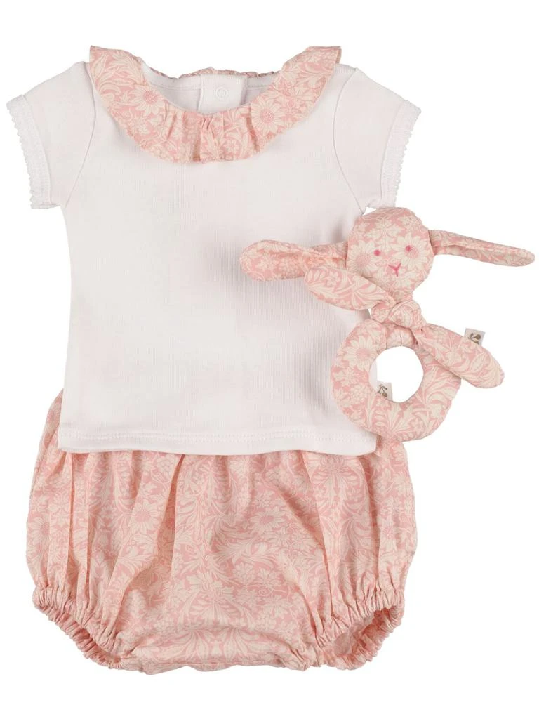 商品Bonpoint|Cotton T-shirt, Diaper Cover & Rattle,价格¥611,第1张图片