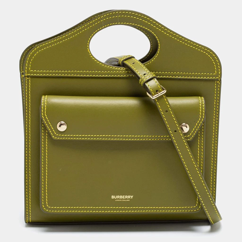 商品Burberry|Burberry Green Leather Mini Pocket Bag,价格¥6620,第1张图片
