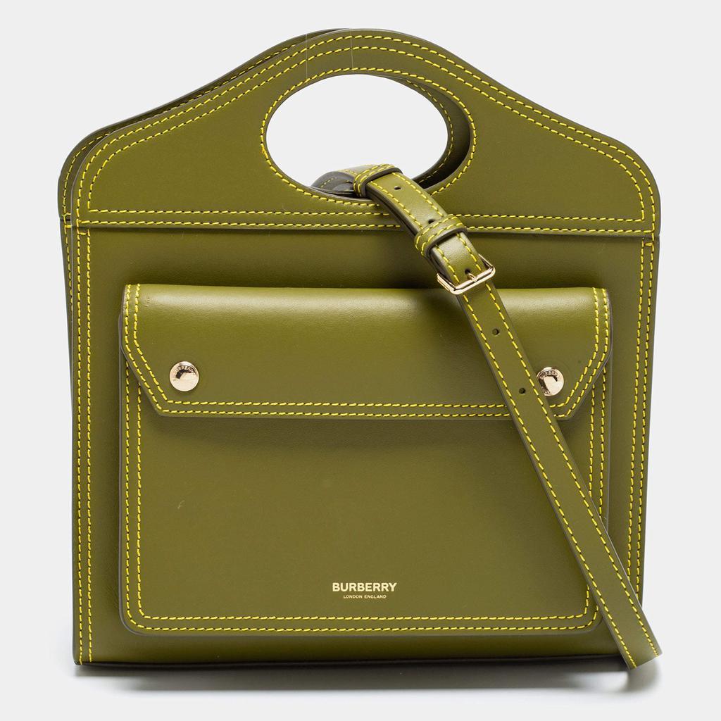 商品Burberry|Burberry Green Leather Mini Pocket Bag,价格¥10760,第1张图片