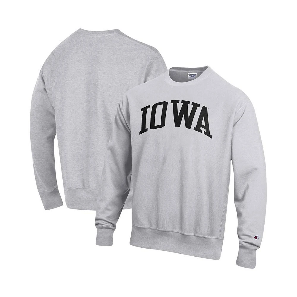商品CHAMPION|Men's Heathered Gray Iowa Hawkeyes Arch Reverse Weave Pullover Sweatshirt,价格¥552,第1张图片