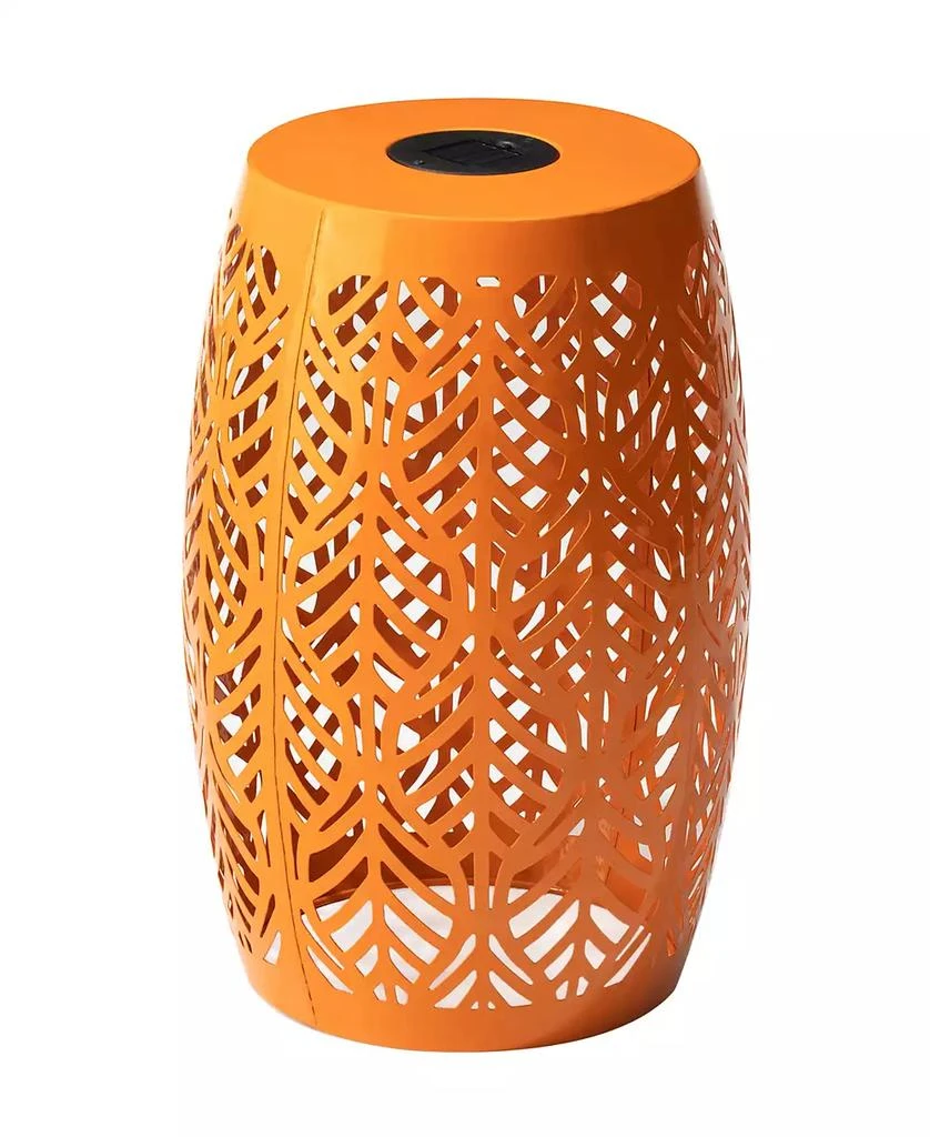 商品Glitzhome|Multi-Functional Orange Iron Leaf Pattern Solar Powered Garden Stools or Planter Stand,价格¥815,第1张图片