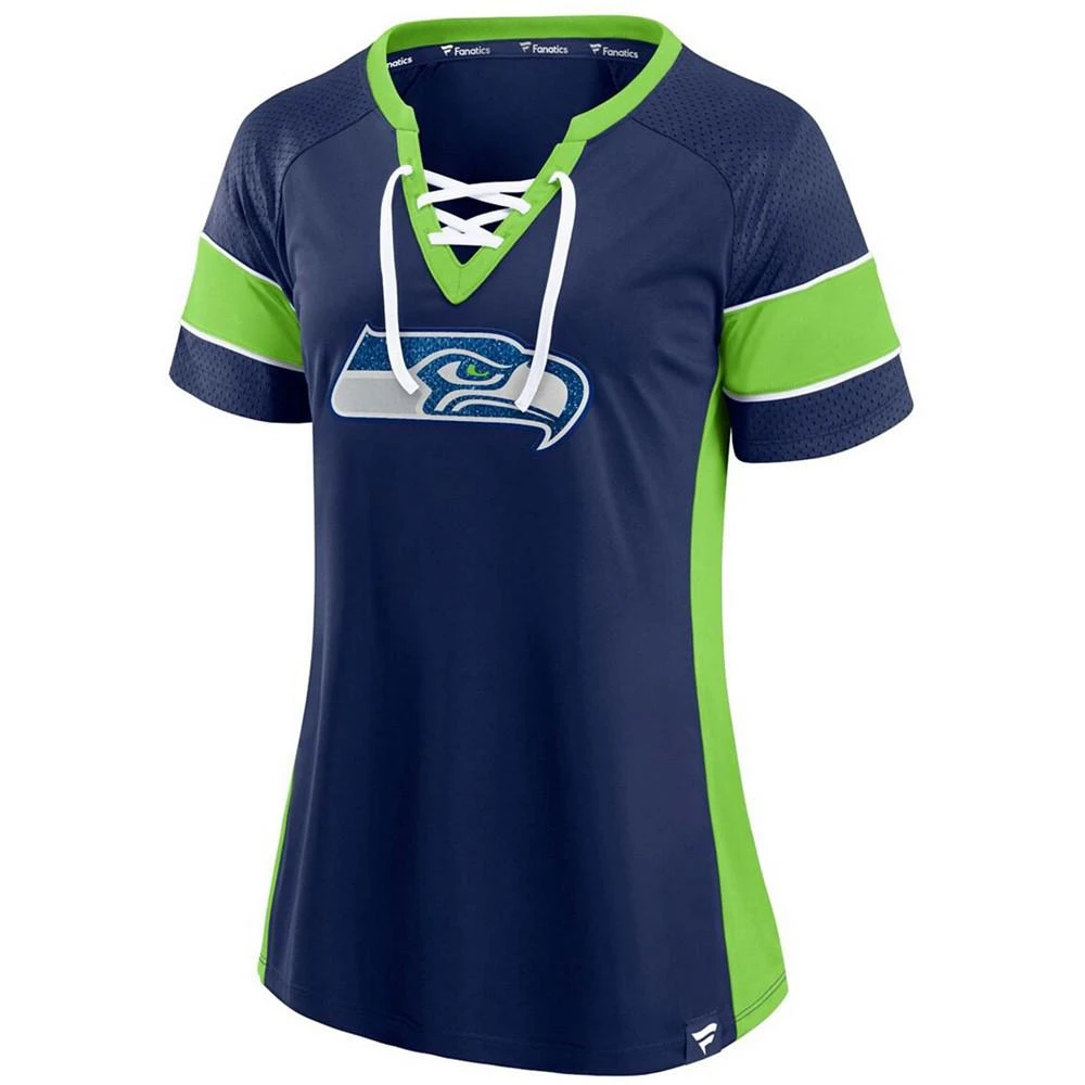 商品Majestic|Fanatics Branded Women's College Seattle Seahawks Team Draft Me Lace-Up Raglan T-Shirt,价格¥337,第2张图片详细描述