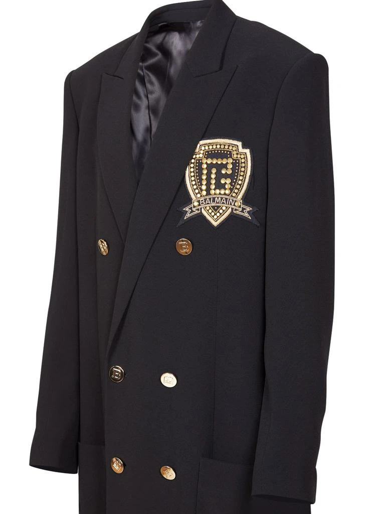 商品Balmain|Long Viscose Crepe Coat W/ Badge,价格¥17423,第3张图片详细描述