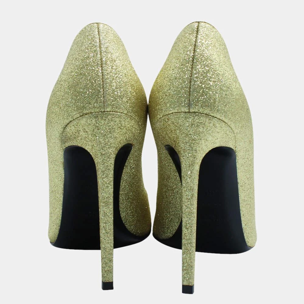 商品[二手商品] Yves Saint Laurent|Saint Laurent Paris Green Glitter Pointed Toe Heels Size EU 38.5,价格¥2990,第4张图片详细描述