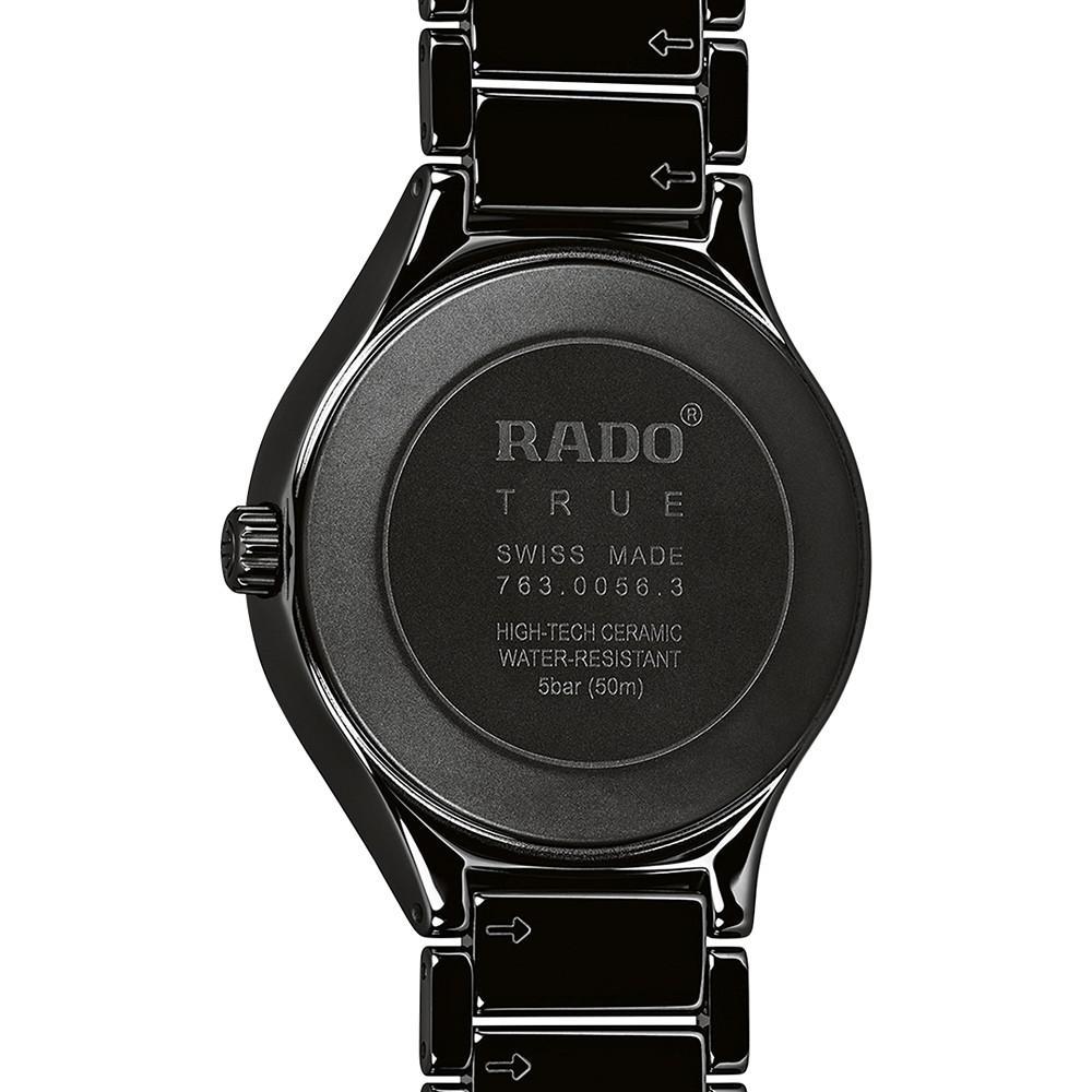 商品Rado|Unisex Swiss Automatic True Diamond (1/8 ct. t.w.) Black Ceramic Bracelet Watch 40mm,价格¥16711,第5张图片详细描述