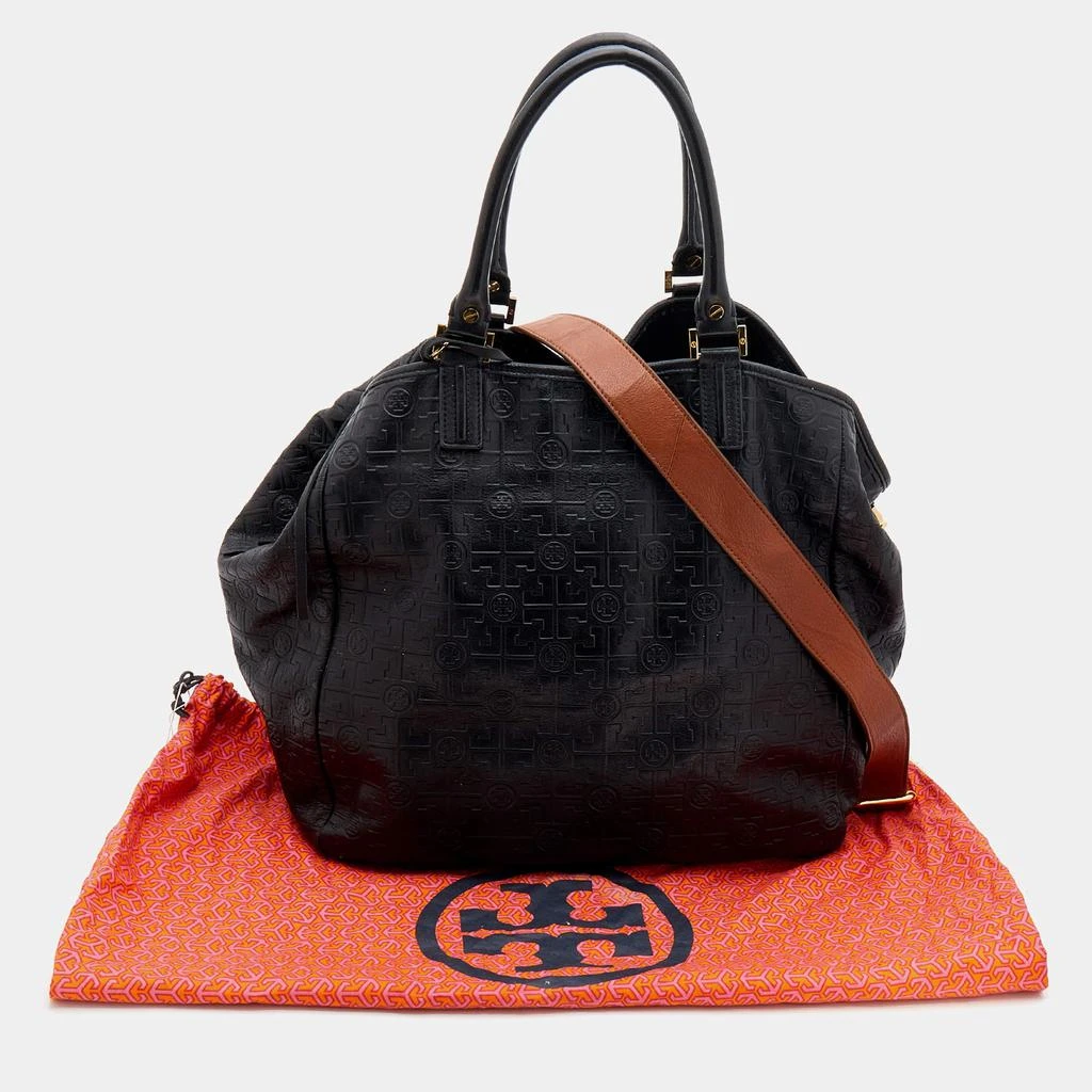 Tory Burch Black Logo Embossed Leather Dafina Tote 商品