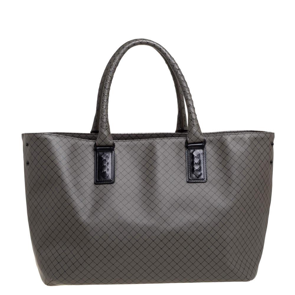 Bottega Veneta Grey/Black PVC and Leather Marco Polo Tote商品第1张图片规格展示