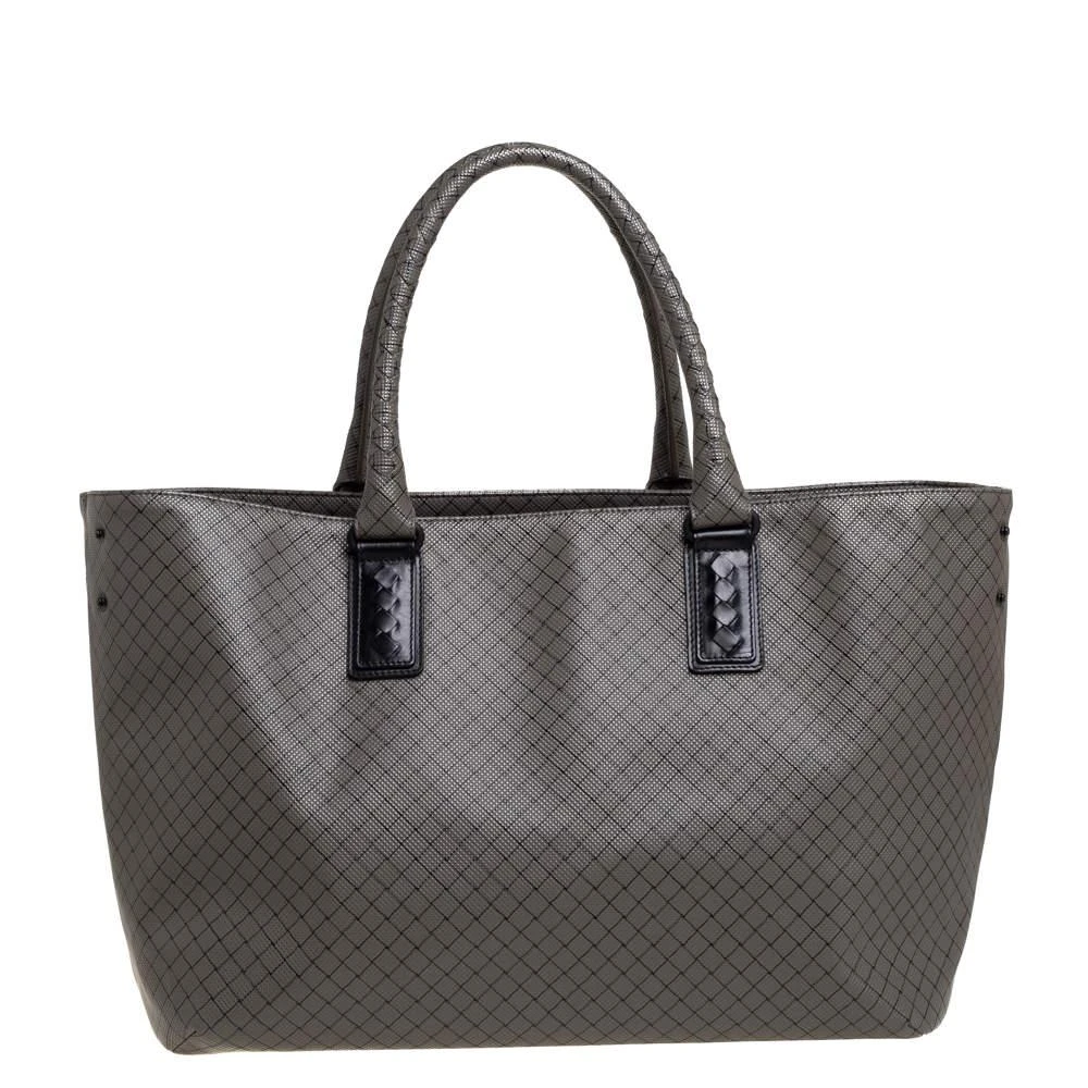 商品[二手商品] Bottega Veneta|Bottega Veneta Grey/Black PVC and Leather Marco Polo Tote,价格¥7503,第1张图片