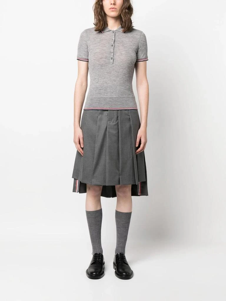 商品Thom Browne|Thom Browne Women Short Sleeve Rib Cuff Polo In Wool Rib,价格¥4882,第3张图片详细描述