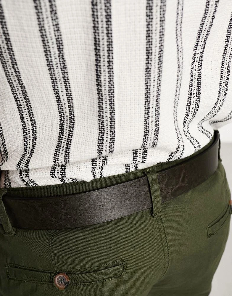 商品Ben Sherman|Ben Sherman Eastwood leather bottle opener buckle belt in brown,价格¥87,第2张图片详细描述