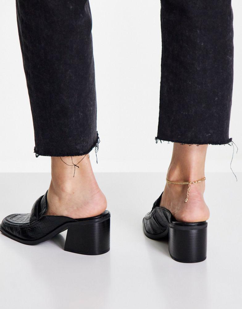 ASOS DESIGN Sky padded heeled loafers in black商品第3张图片规格展示