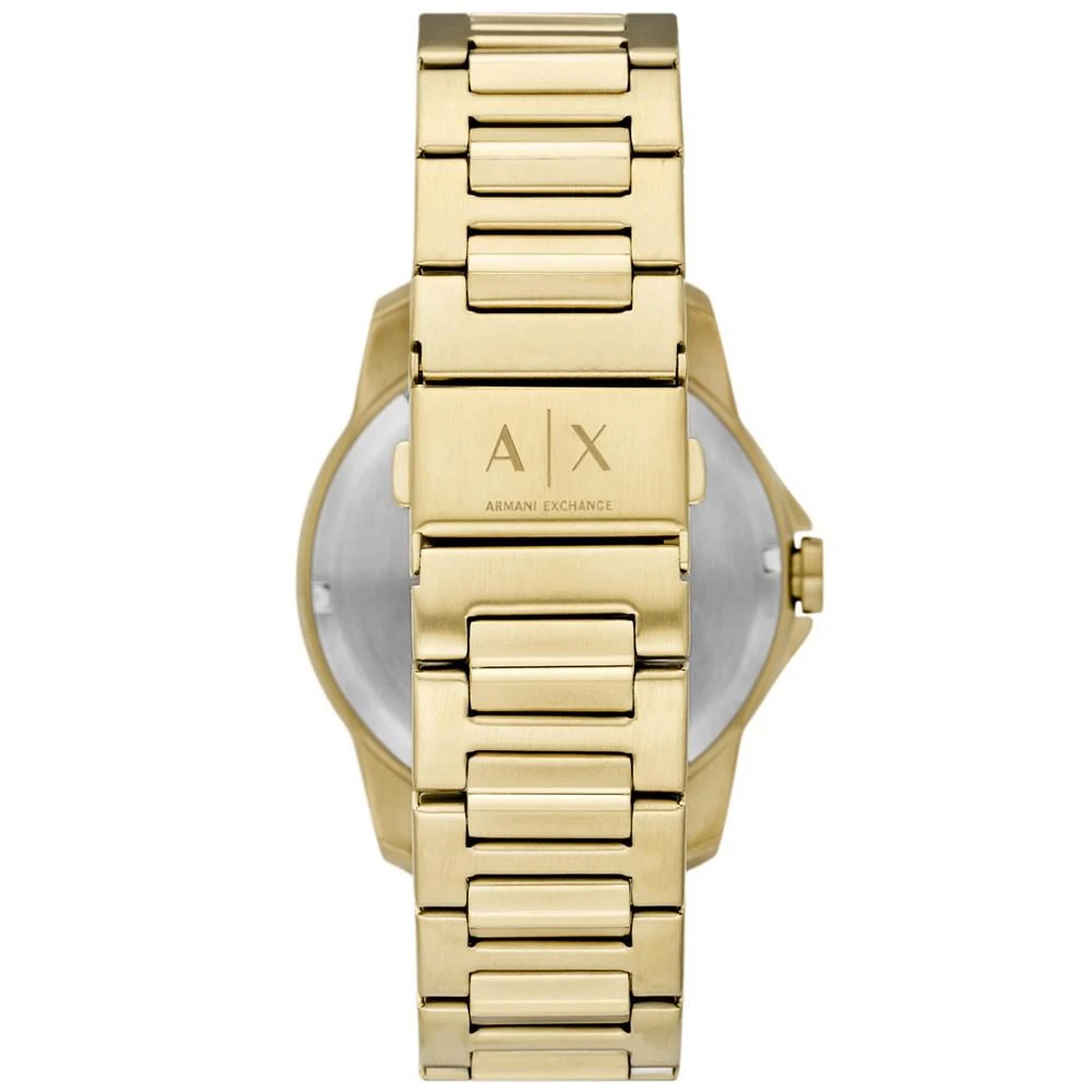 商品Armani Exchange|Men's Three-Hand Day-Date Gold-Tone Stainless Steel Bracelet Watch, 44mm,价格¥1070,第3张图片详细描述