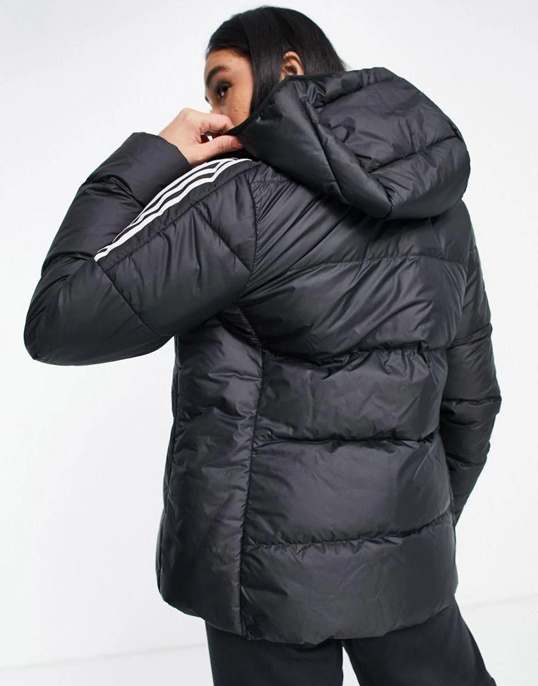 商品Adidas|adidas Outdoor down hooded puffer jacket with three stripes in black,价格¥1295,第2张图片详细描述