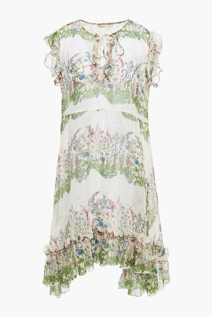 商品Maje|Reinette ruffled metallic floral-print silk-blend crepon dress,价格¥743,第3张图片详细描述