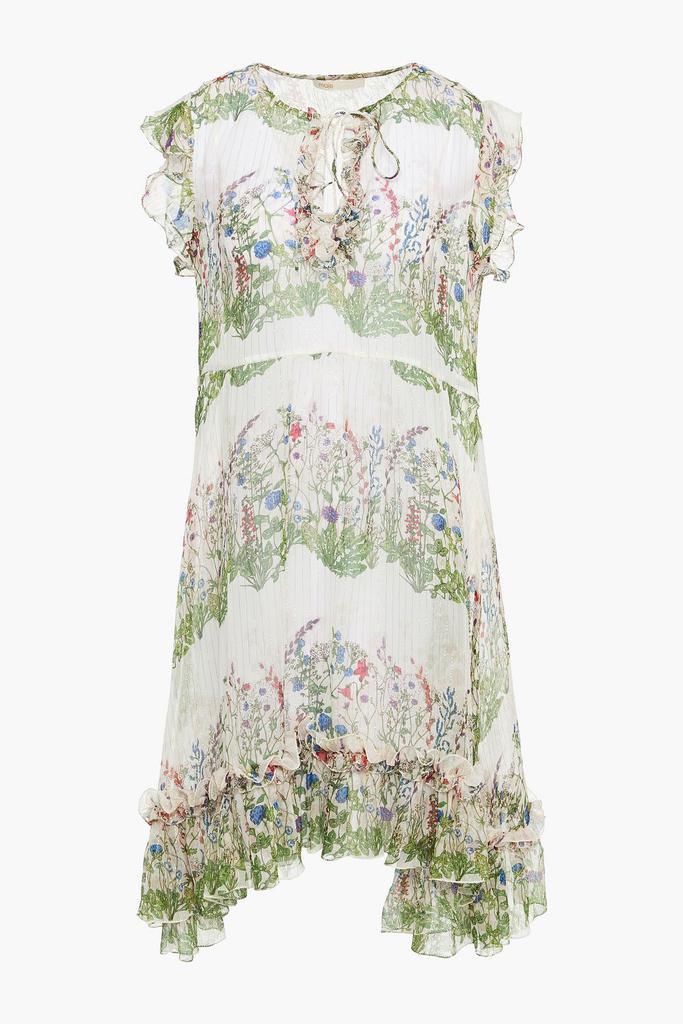 商品Maje|Reinette ruffled metallic floral-print silk-blend crepon dress,价格¥1089,第1张图片