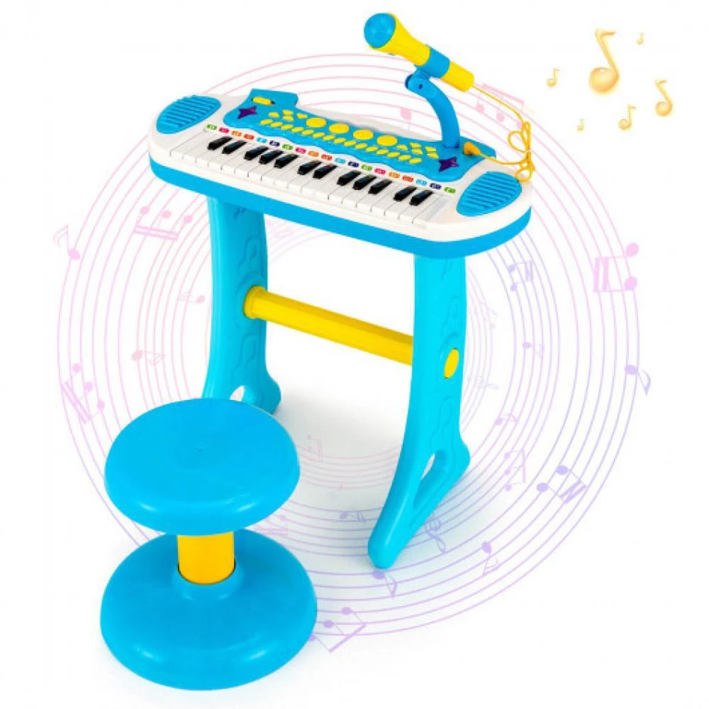 商品Hivvago|31-Key Kids Piano Keyboard Toy with Microphone and Multiple Sounds for Age 3+-Blue,价格¥475,第4张图片详细描述