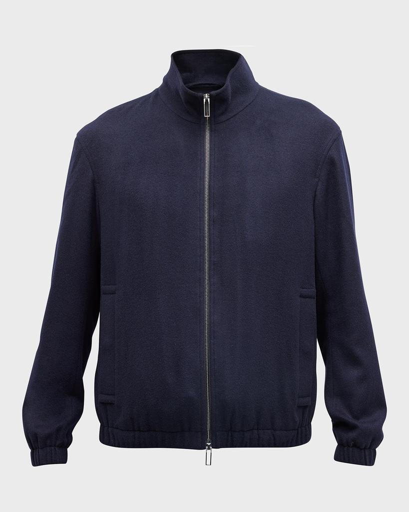 Men's Wool-Cashmere Zip Bomber Jacket商品第2张图片规格展示