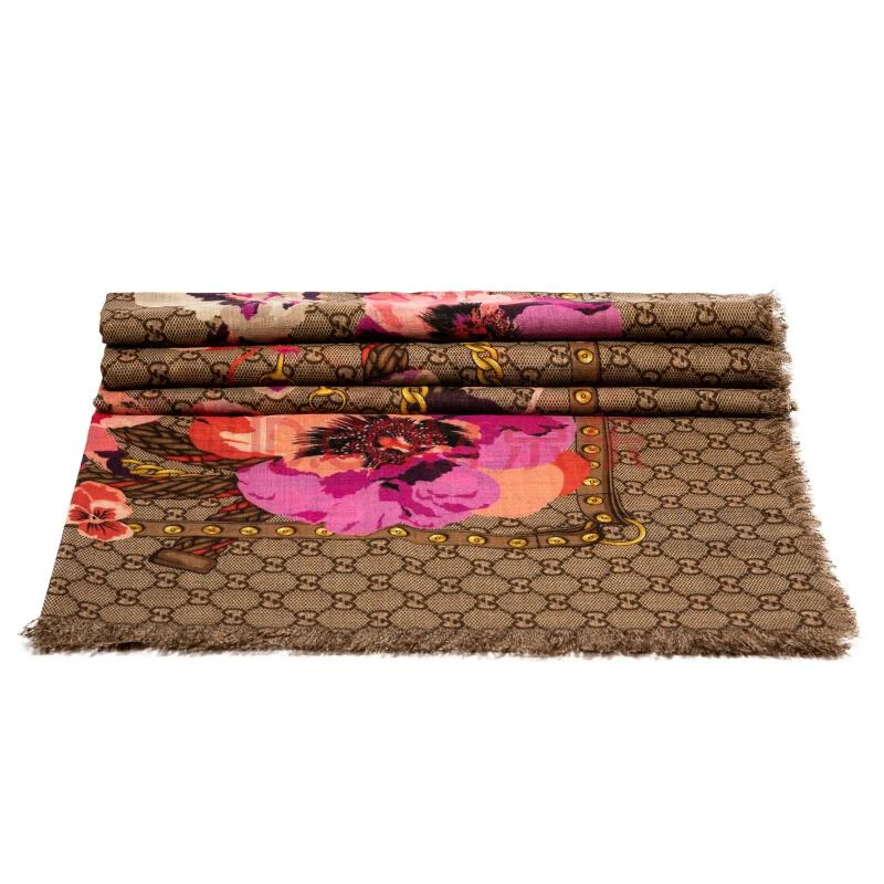 商品Gucci|Gucci 古驰米色/粉色GG花纹羊毛围巾,价格¥4471,第3张图片详细描述