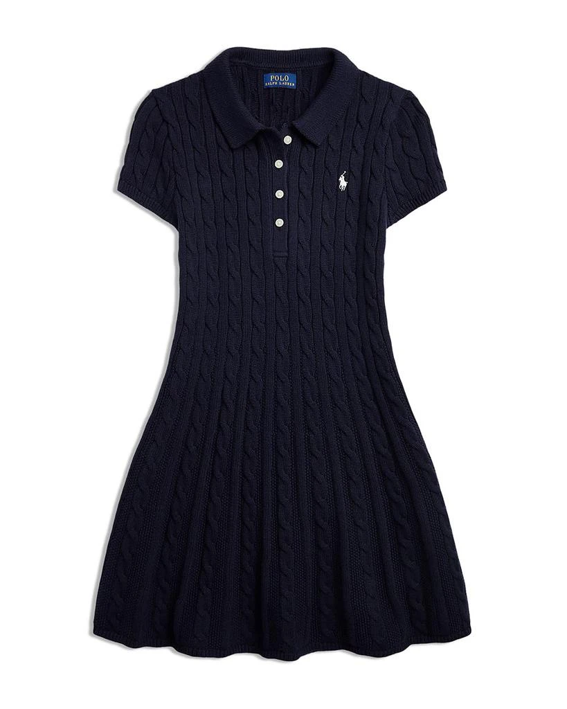 商品Ralph Lauren|Girls' Cable-Knit Cotton Polo Sweater Dress - Little Kid, Big Kid,价格¥380,第1张图片详细描述