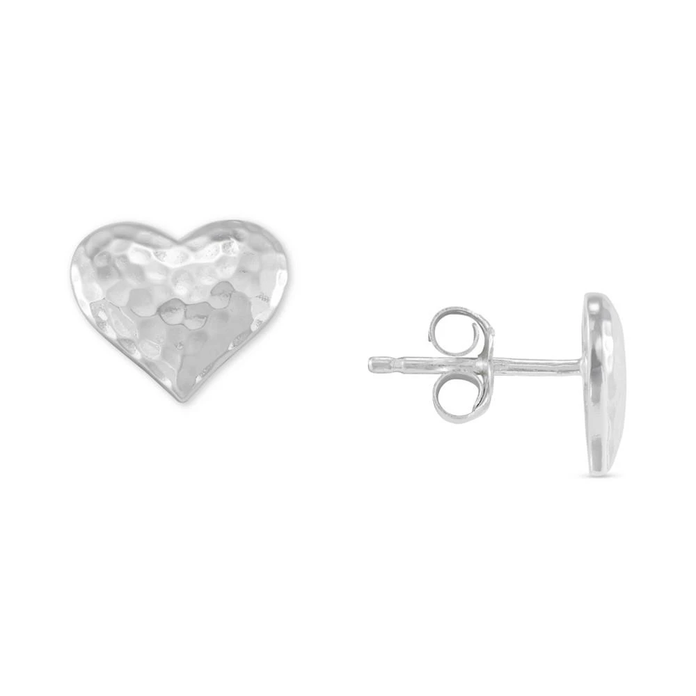 商品Macy's|2-Pc. Set Cultured Freshwater Pearl (4mm) & Hammered Heart Stud Earrings in Sterling Silver,价格¥113,第4张图片详细描述