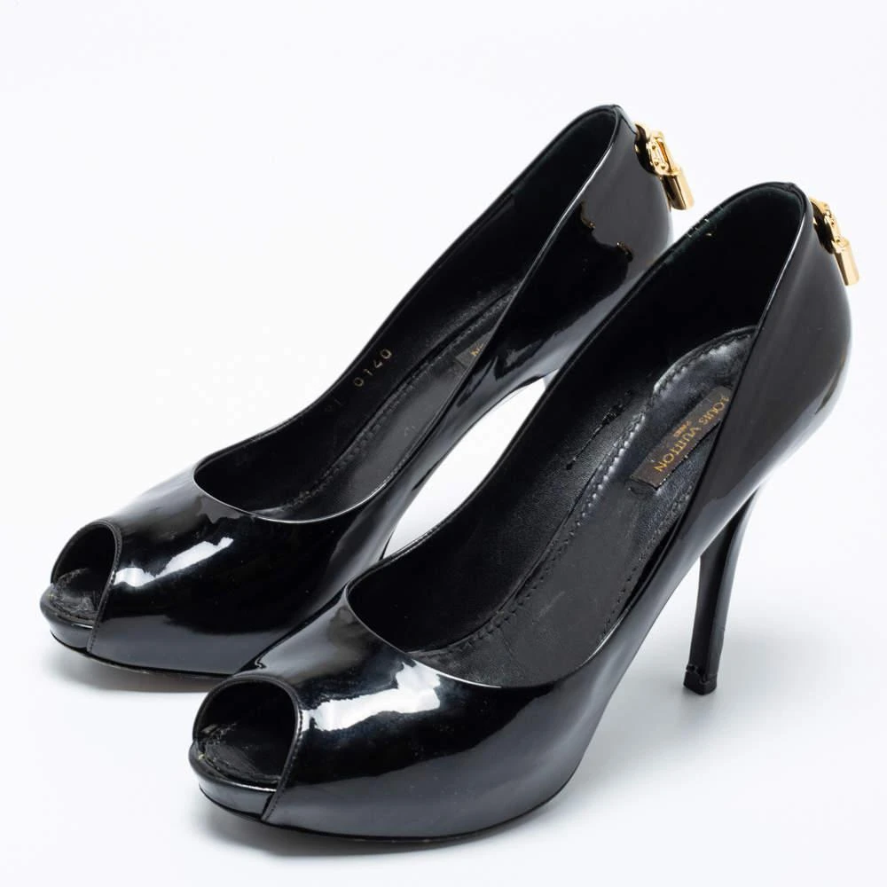 商品[二手商品] Louis Vuitton|Louis Vuitton Black Patent Leather Oh Really! Peep Toe Pumps Size 38,价格¥1115,第2张图片详细描述