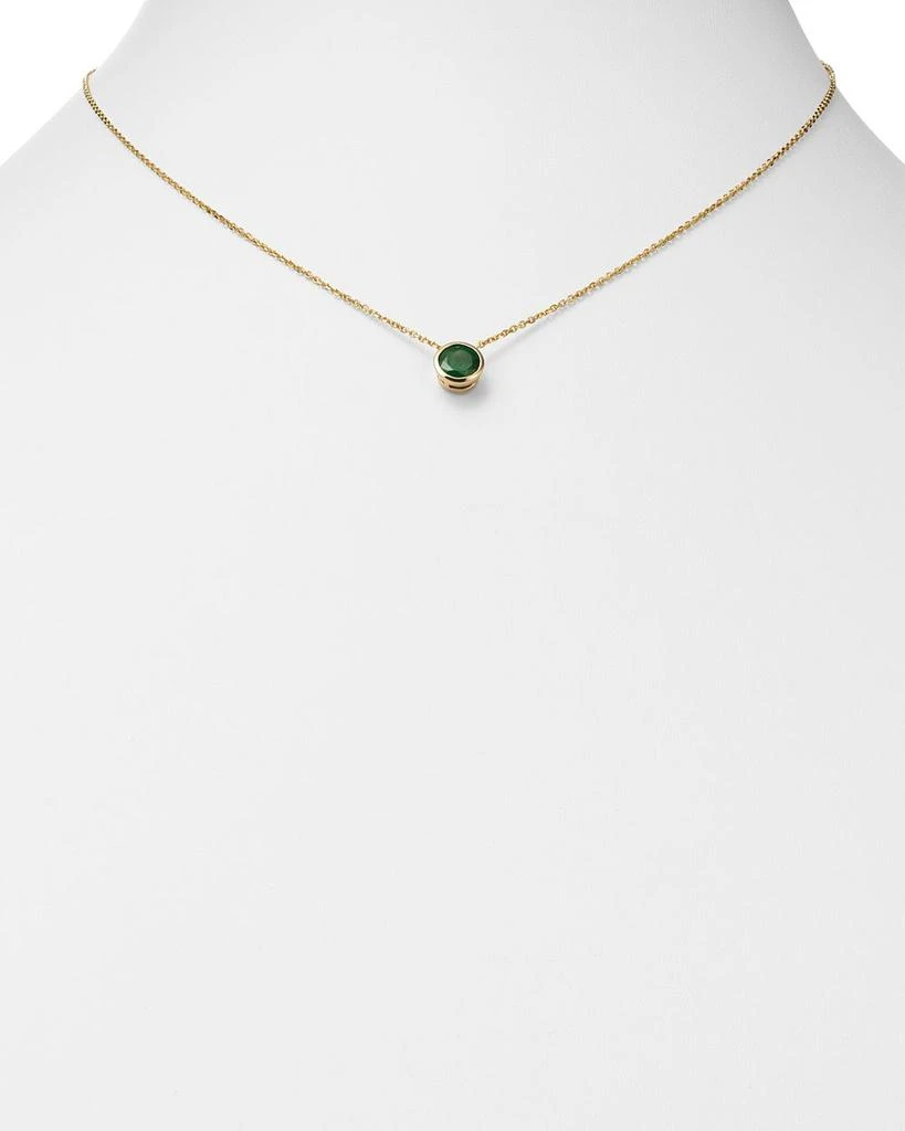 Emerald Bezel Pendant Necklace in 14K Yellow Gold, 16" - Exclusive 商品