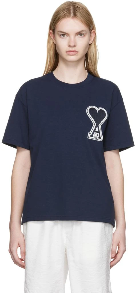 商品AMI|SSENSE Exclusive Navy Cotton T-Shirt,价格¥966,第1张图片