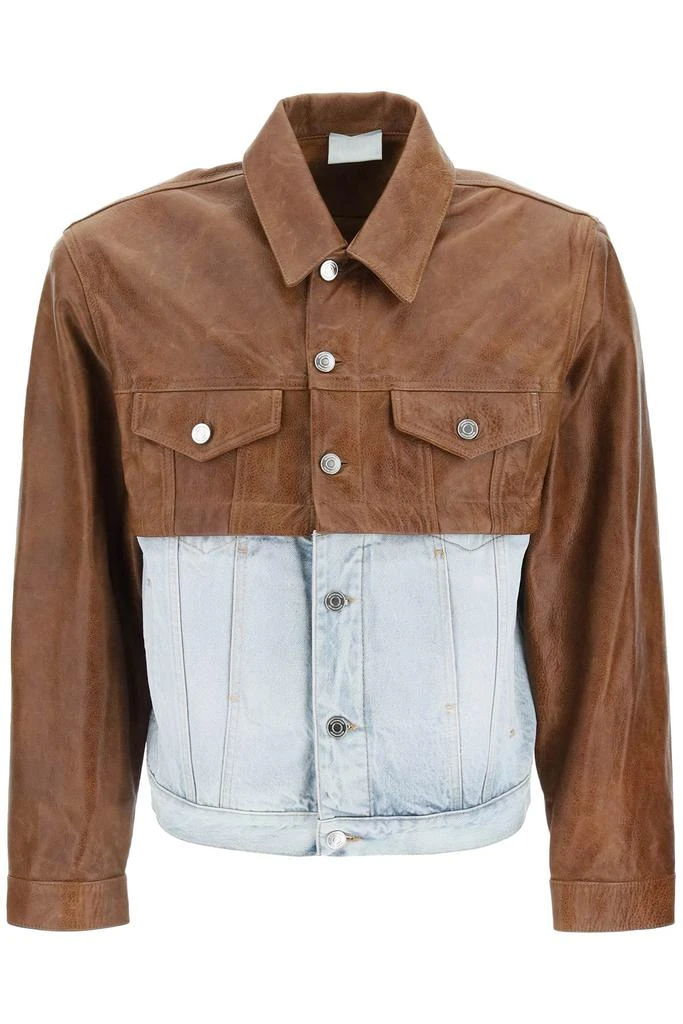 商品VTMNTS|Convertible Leather And Denim Jacket,价格¥13106,第1张图片
