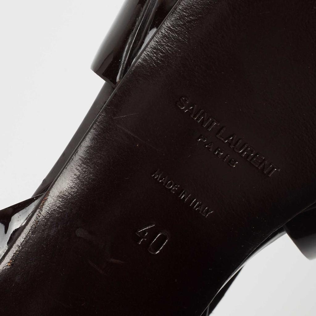 Saint Laurent Dark Brown Patent Leather Tribute Platform Sandals Size 40商品第8张图片规格展示
