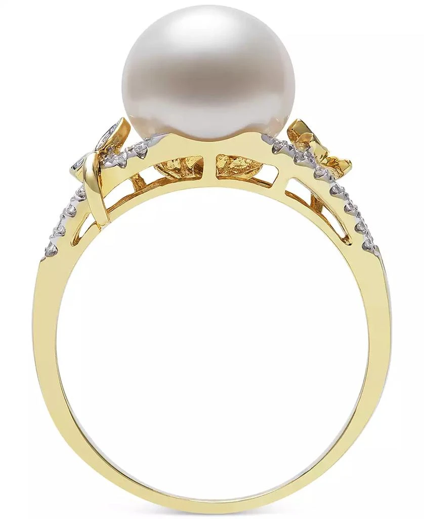 商品Belle de Mer|Cultured Freshwater Pearl (9mm) & Diamond (1/6 ct. t.w.) Openwork Ring in 14k Gold, Created for Macy's,价格¥3754,第3张图片详细描述