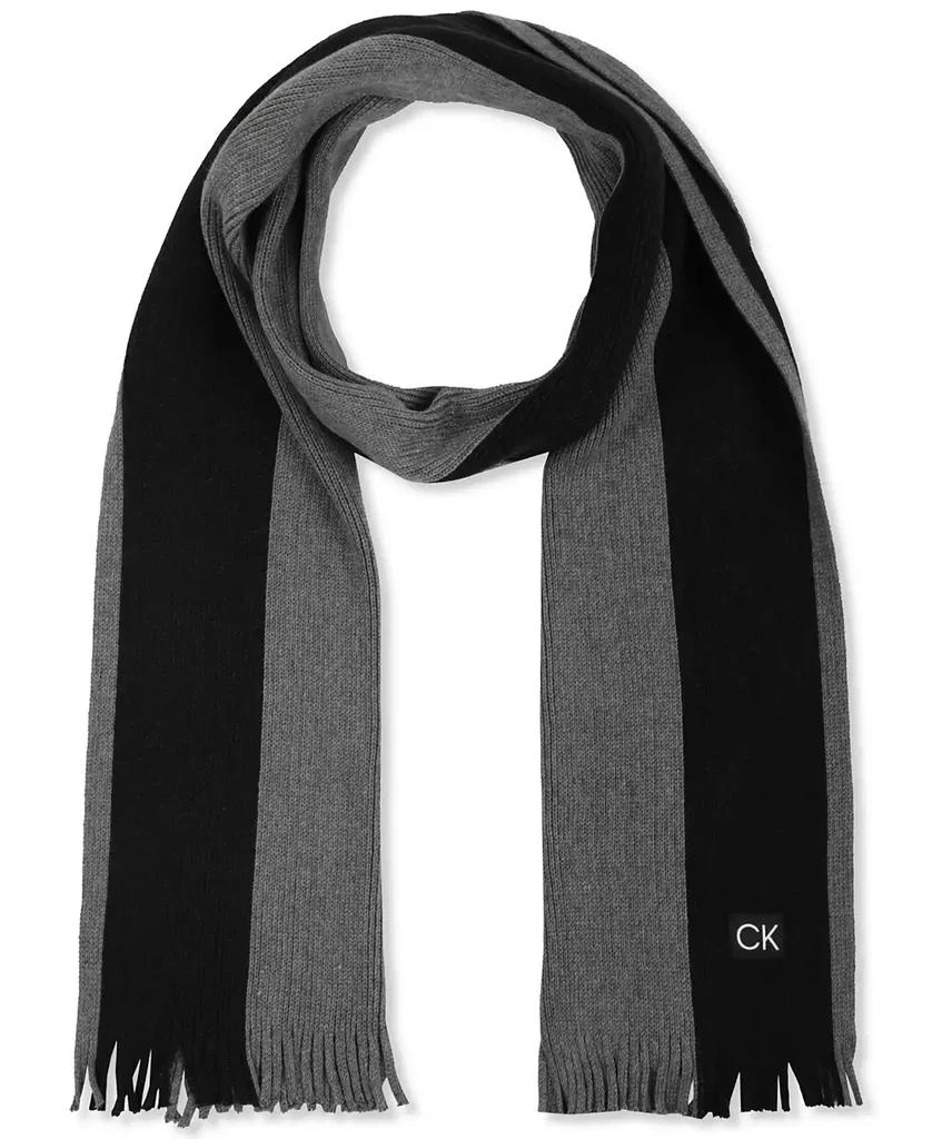 商品Calvin Klein|Men's Thick Wool Blend Side Stripe Logo Scarf,价格¥284,第1张图片