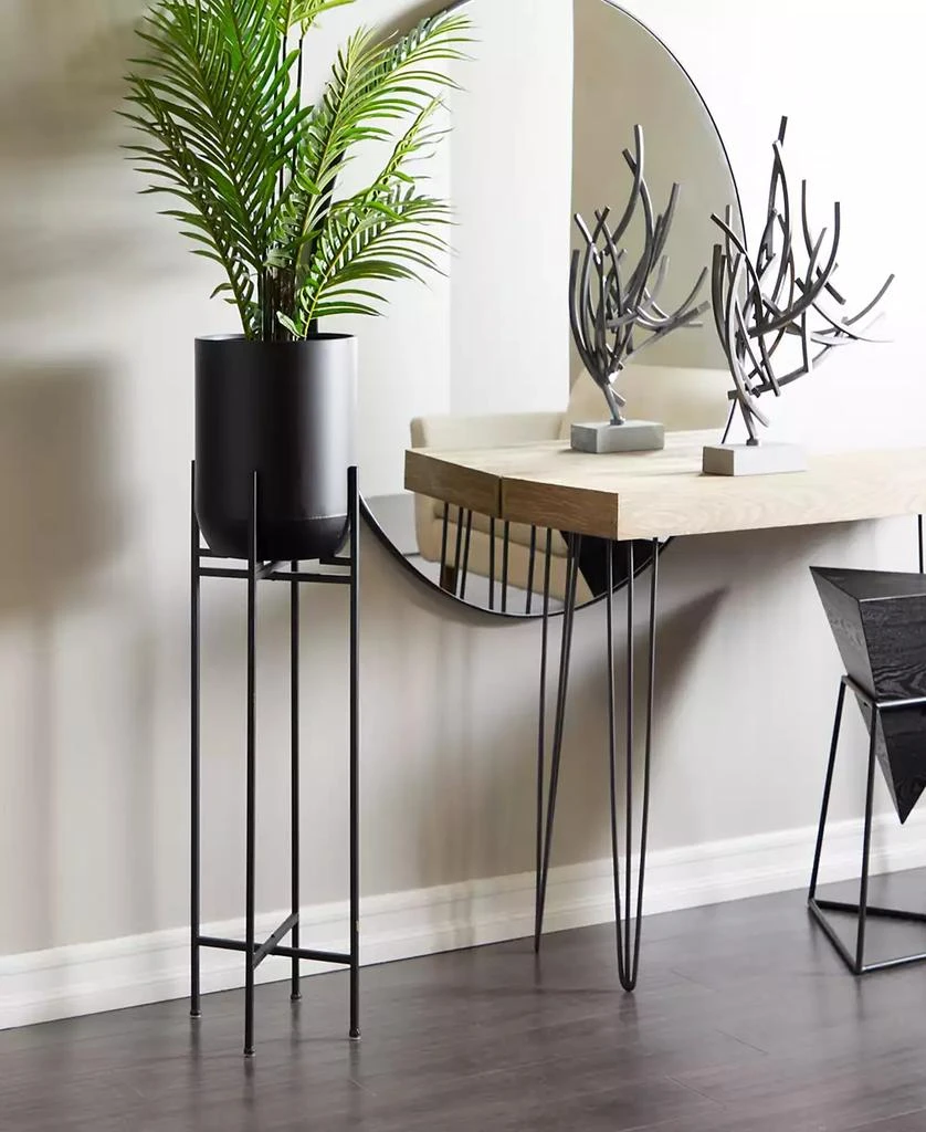 Black Metal Indoor Outdoor Planter with Removable Stand, 12" x 12" x 42" 商品