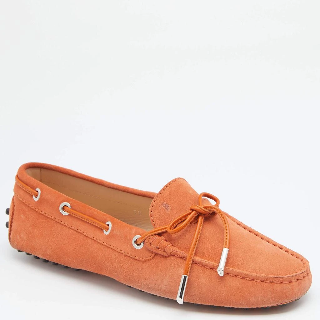 Tod's Orange Suede Bow Slip On Loafers Size 38 商品
