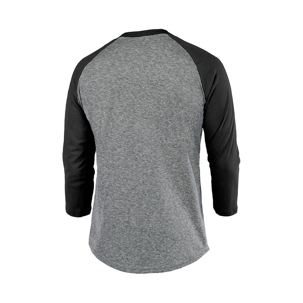 商品Majestic|Men's Threads Heathered Gray, Black San Francisco Giants Current Logo 3/4-Sleeve Raglan Tri-Blend T-shirt,价格¥298,第4张图片详细描述