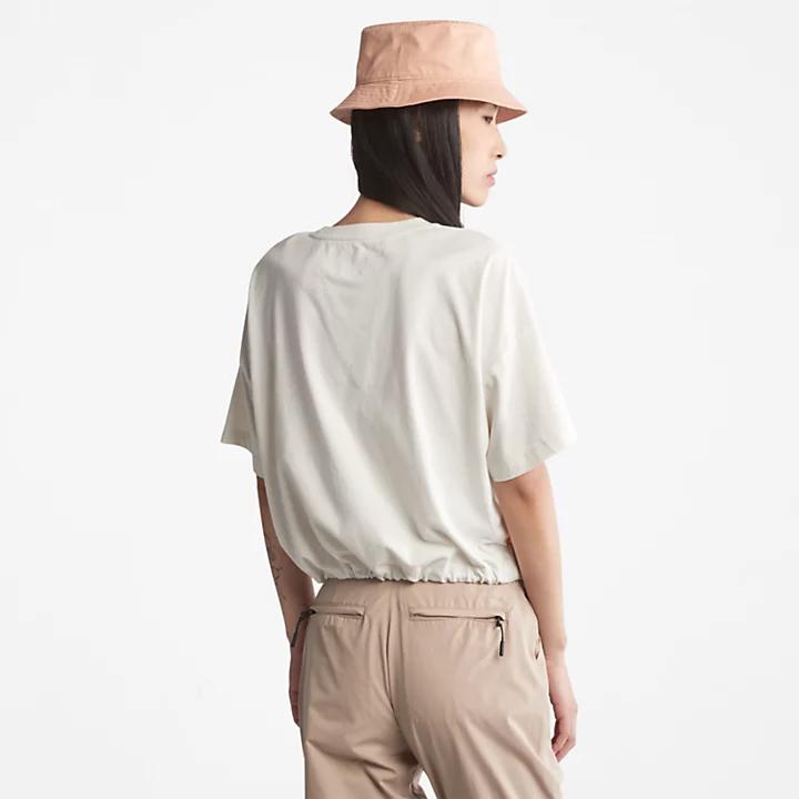 Cropped T-Shirt with Drawstring Hem for Women in White商品第2张图片规格展示
