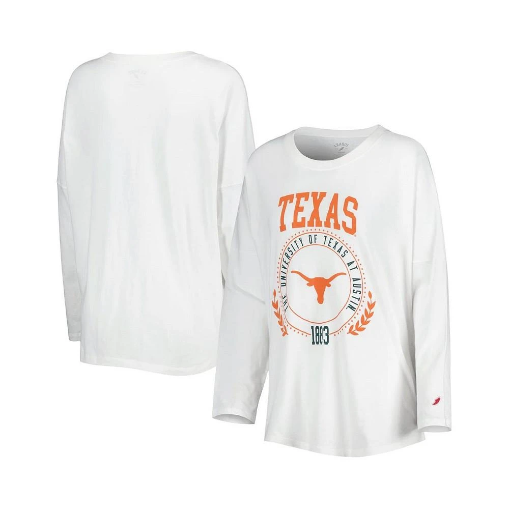 商品League Collegiate Wear|Women's White Texas Longhorns Clothesline Oversized Long Sleeve T-shirt,价格¥247,第2张图片详细描述