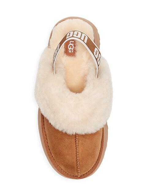 ugg funkette sheepskin lined suede platform slingback slippers