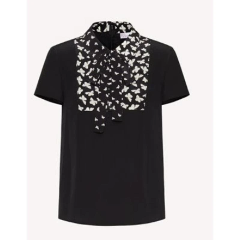 商品RED Valentino|RED VALENTINO 女士黑色短袖衬衫 XR3AAD05-6AD-0NO,价格¥1935,第1张图片