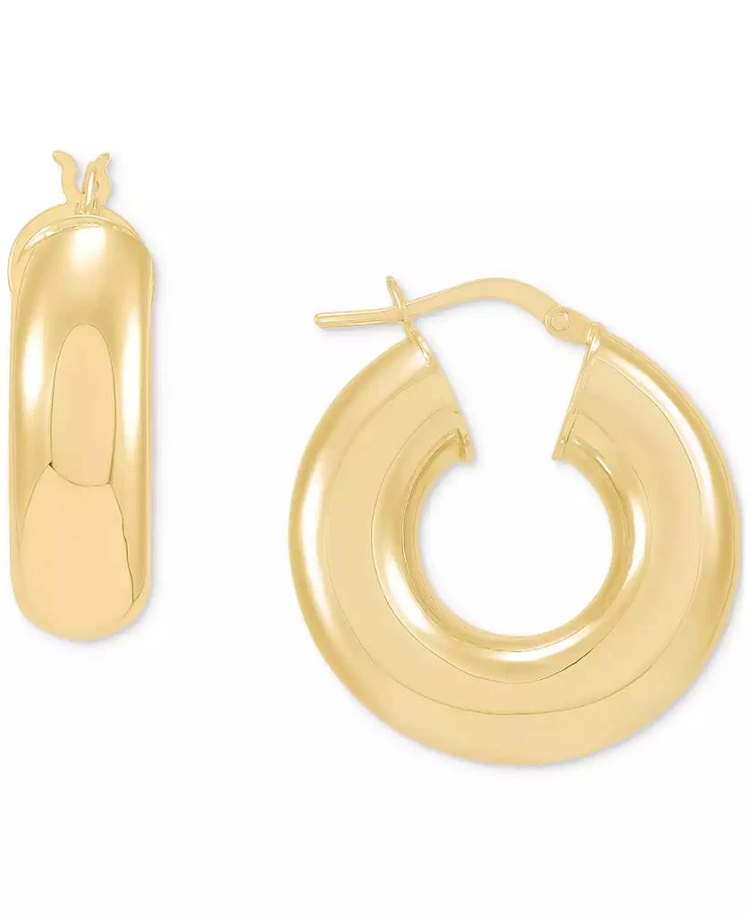 商品Italian Silver|Polished Tube Hoop Small Huggie Hoop Earrings in 18k Gold-Plated Sterling Silver, 1",价格¥1283,第1张图片