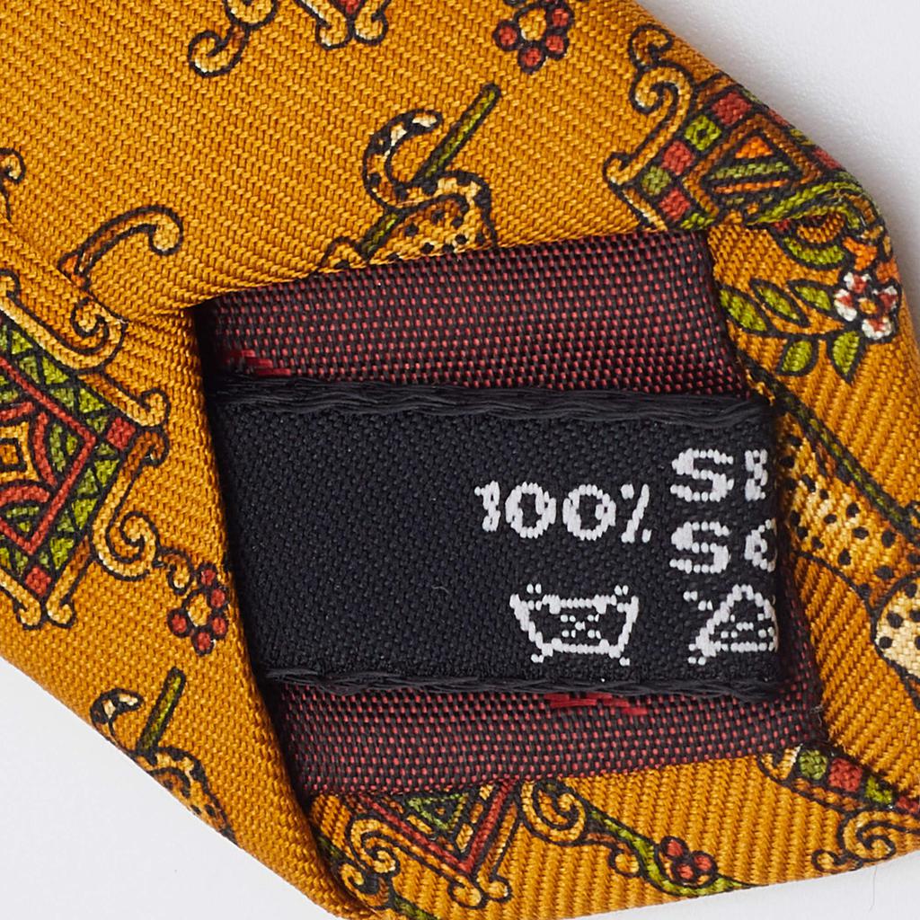 Salvatore Ferragamo Mustard Yellow Animal Print Silk Tie商品第4张图片规格展示