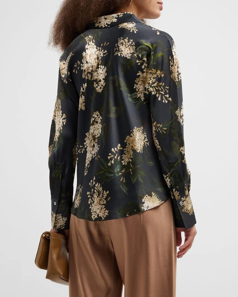 Floral-Print Silk Button-Front Blouse 商品