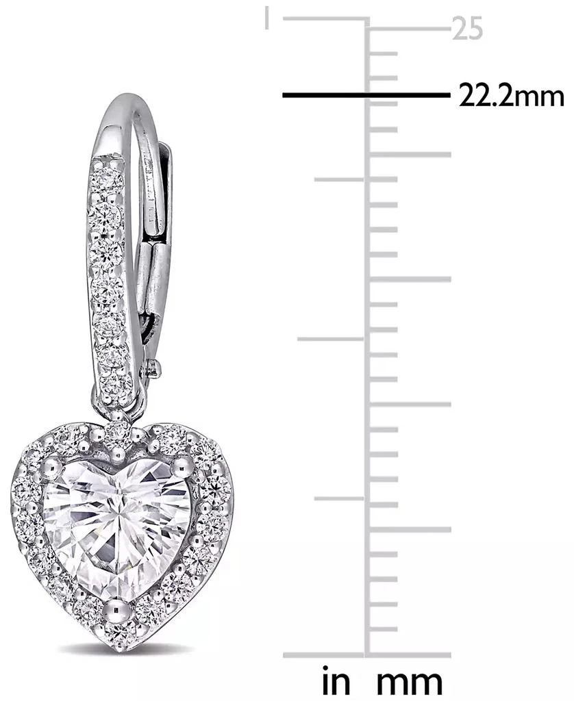 商品Macy's|Lab-Grown Moissanite Heart Halo Leverback Drop Earrings (2 ct. t.w.) in 10k White Gold,价格¥6150,第3张图片详细描述