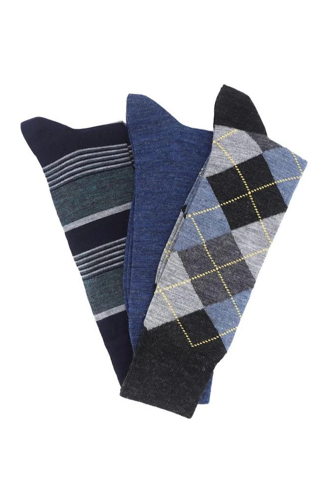 商品Lorenzo Uomo|Lorenzo Wool Pattern Socks - Pack of 3,价格¥166,第1张图片