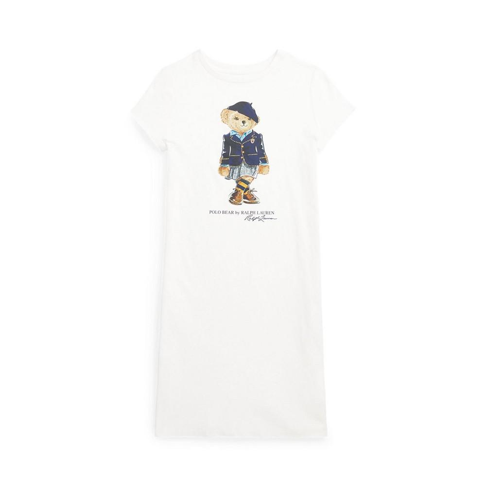 商品Ralph Lauren|Big Girls Short Sleeves Polo Bear Cotton Jersey T-shirt Dress,价格¥405,第1张图片