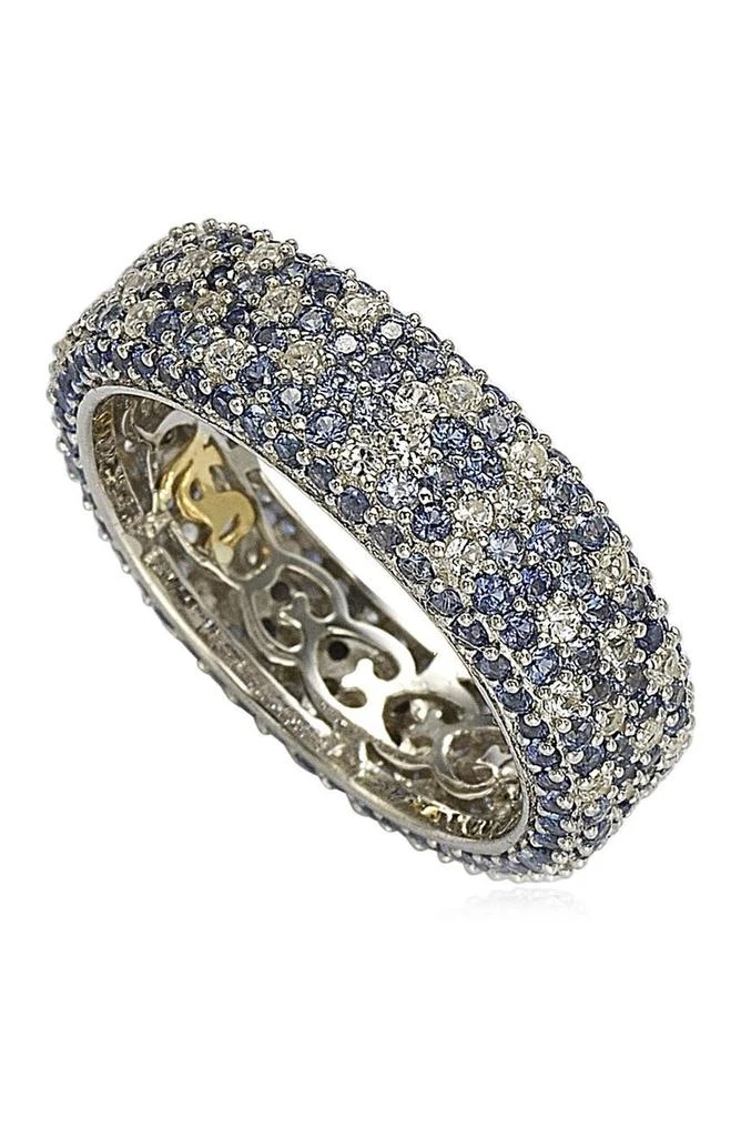 商品Suzy Levian|Sterling Silver Pavé Blue Sapphire & Created White Sapphire Ring,价格¥2609,第4张图片详细描述