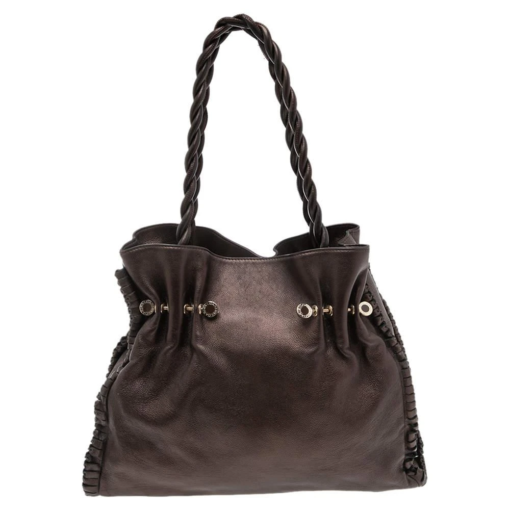 商品[二手商品] BVLGARI|Bvlgari Metallic Brown Leather Twistino Tina Shopper Tote,价格¥2692,第1张图片