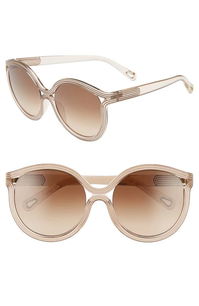 商品Chloé|57mm Modified Cat Eye Sunglasses,价格¥606,第3张图片详细描述