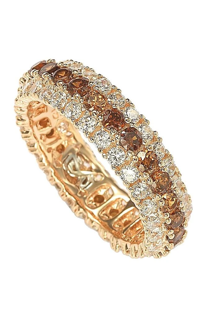 商品Suzy Levian|Rose Sterling Silver Brown & White Cubic Zirconia Eternity Band Ring,价格¥745,第1张图片